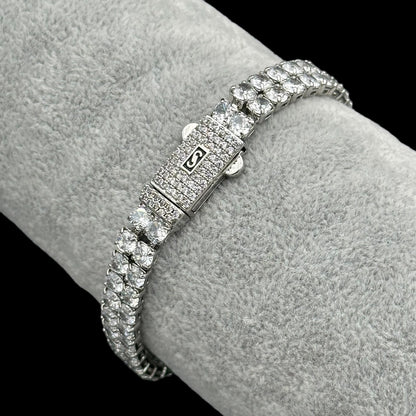 Brățară Tennis Double Miami Placată cu Aur Alb