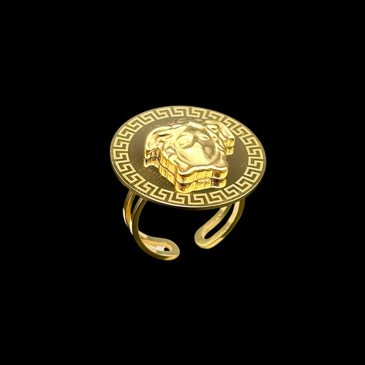 Inel reglabil Medusa Placat cu Aur 18K