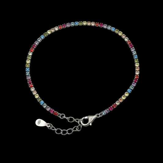 Bratara Tennis 2mm Multicolor Argint