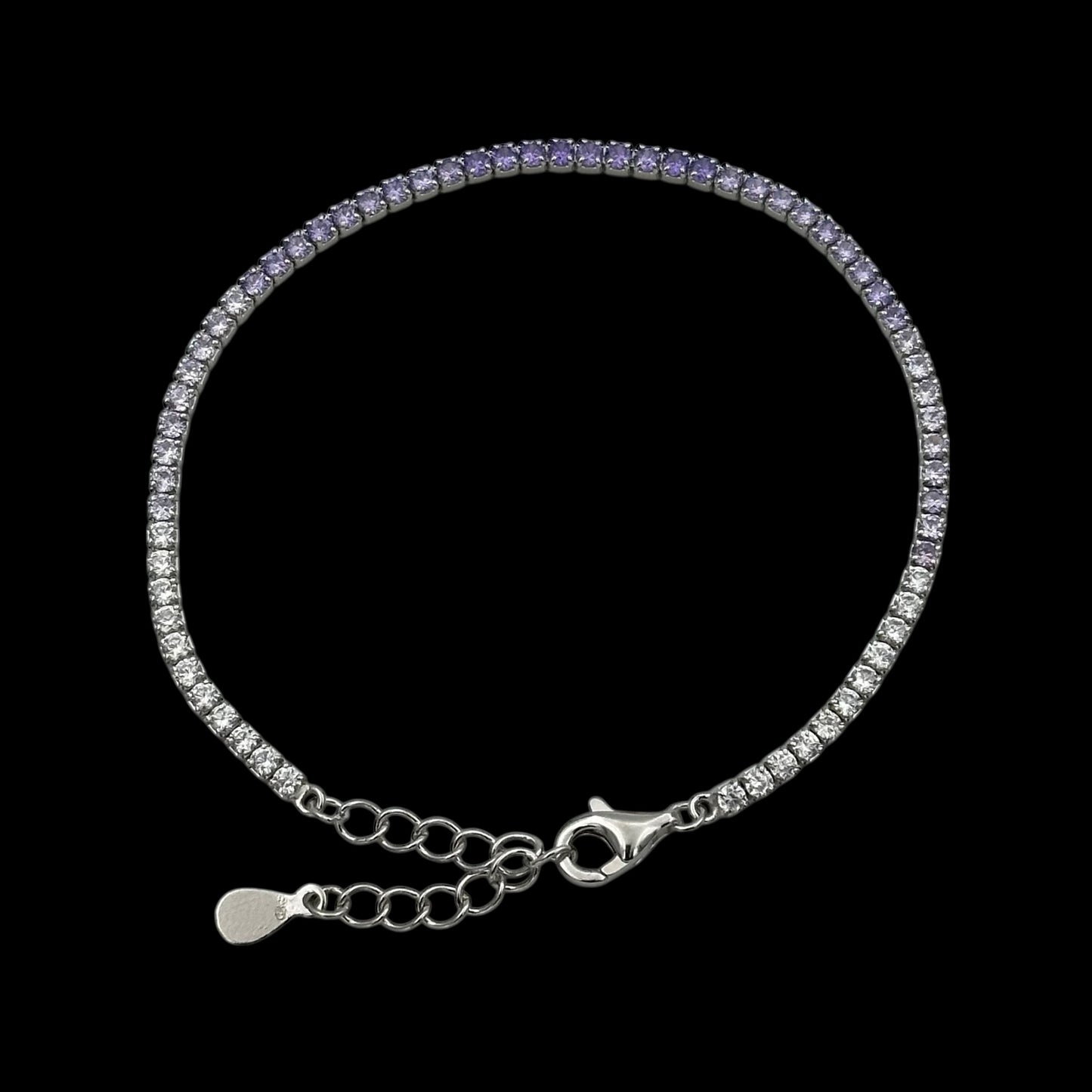 Bratara Tennis 2mm Purple Fade Argint