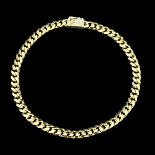 Brățară de picior Cuban 6mm Placată cu Aur 18K