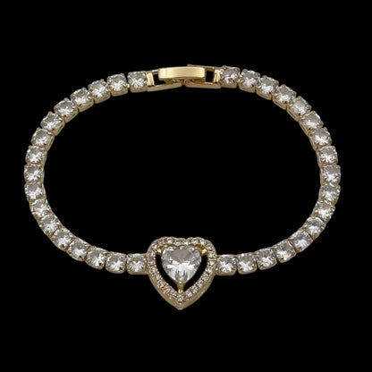 Brățară Tennis Heart Placată cu Aur 18K