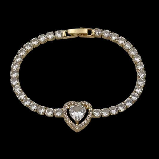 Brățară Tennis Heart Placată cu Aur 18K
