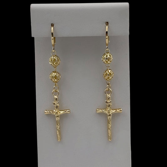Cercei Cross Sacred Placati cu Aur 18K