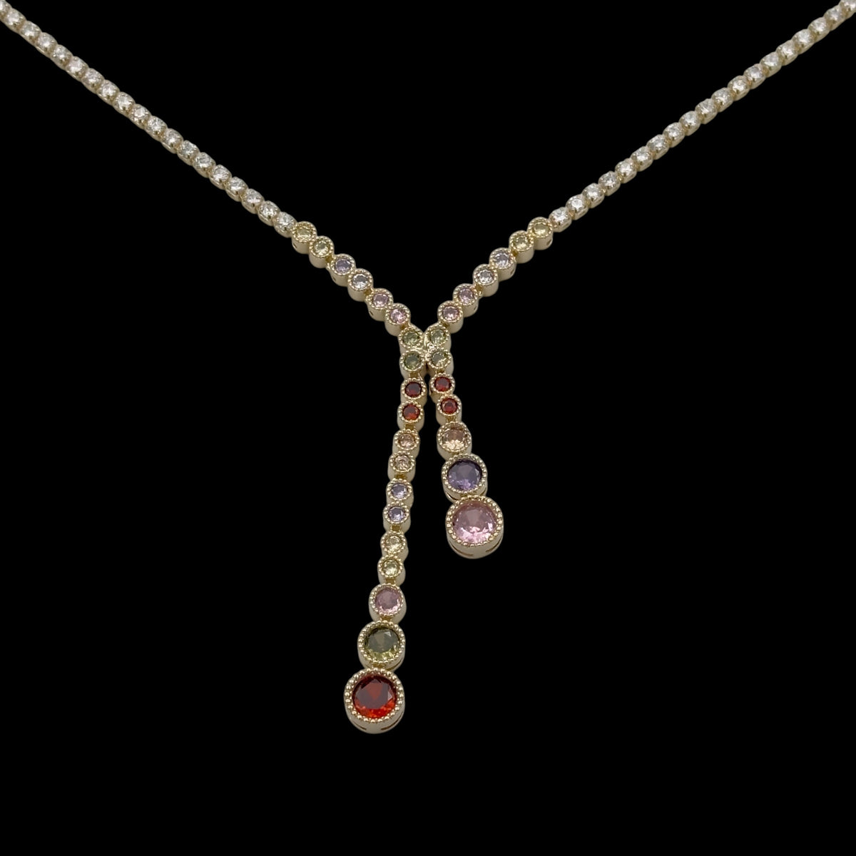 Colier Tennis Nova Multicolor Placat cu Aur 18K
