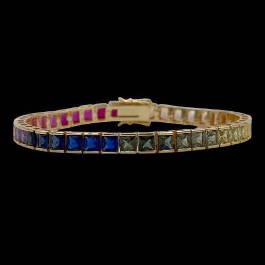 Brățară Tennis Deluxe Multicolor Placată cu Aur 18K