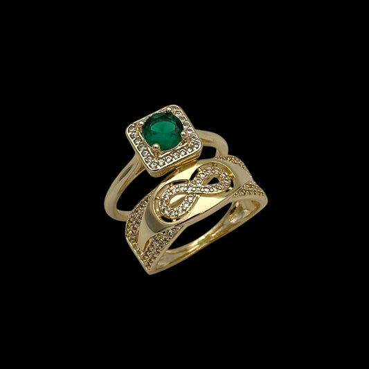 Inel Forever Green Placat cu Aur 18K