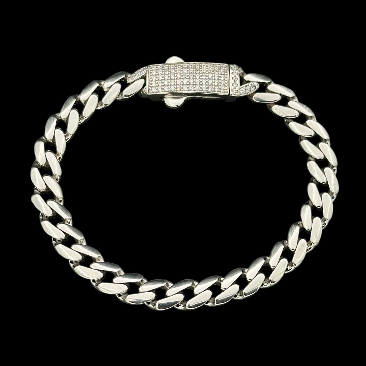 Bratara Cuban Clear 6mm Argint