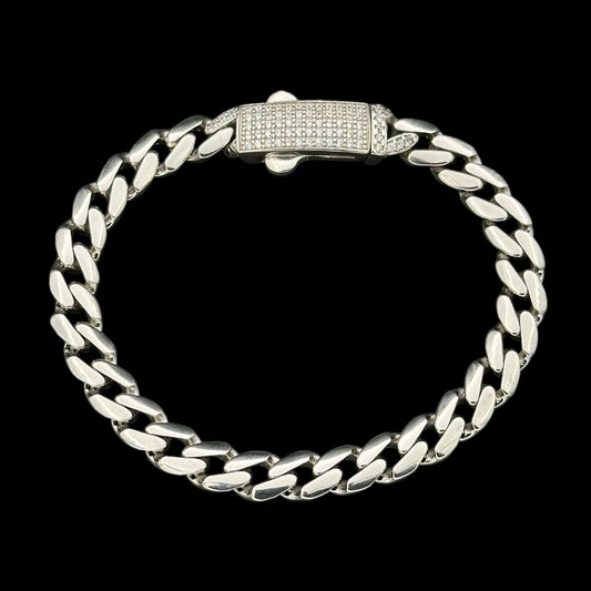 Bratara Cuban Clear 6mm Argint