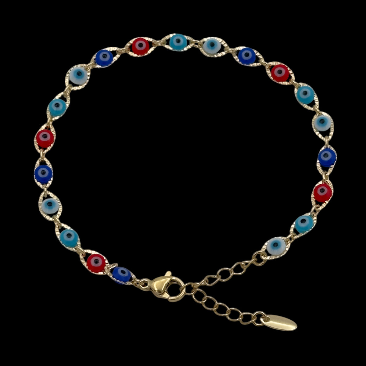 Bratara Evil Eye Multicolor Placata cu Aur 18K
