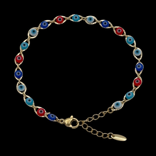 Bratara Evil Eye Multicolor Placata cu Aur 18K