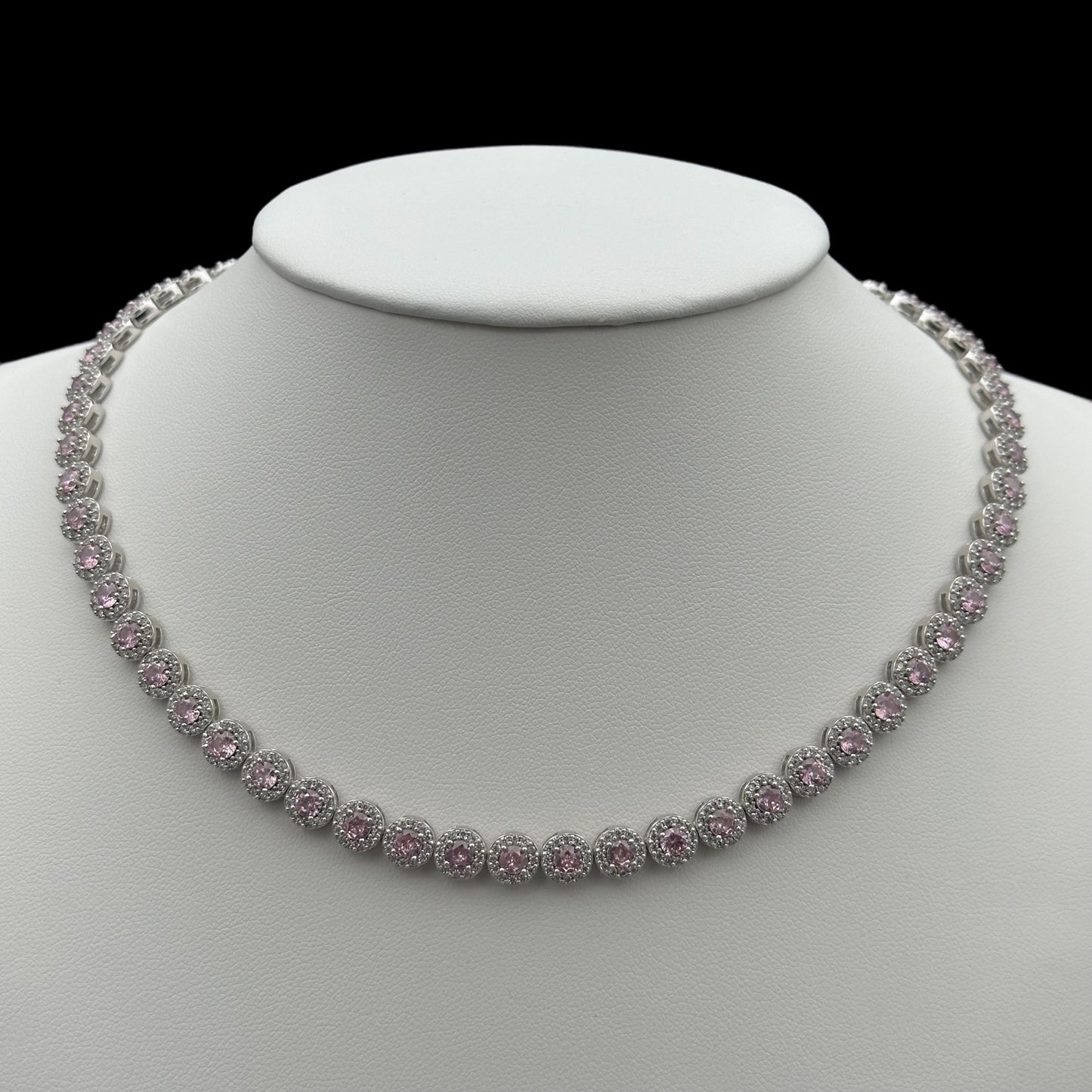 Colier Tennis Angely Pink Argint