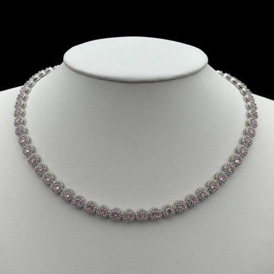 Colier Tennis Angely Pink Argint