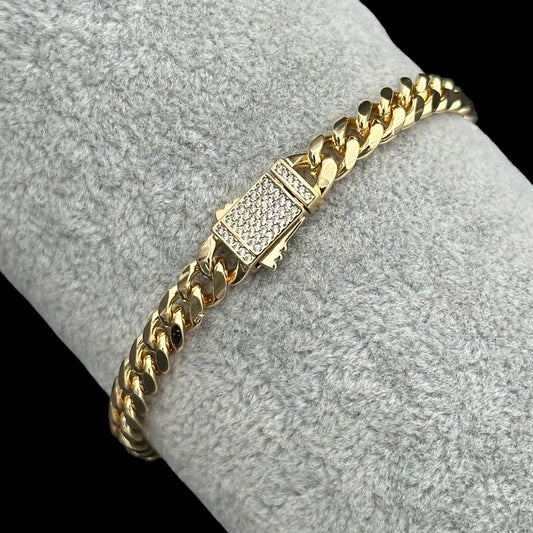 Brățară Cuban 6mm Placată cu Aur 18K