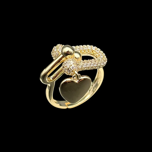 Inel reglabil Legacy Heart Placat cu Aur 18K
