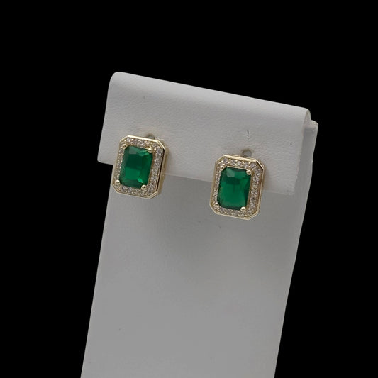 Cercei Diamond Green Placati cu Aur 18K