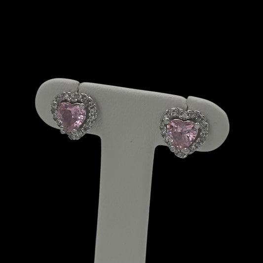 Cercei Heart Pink Argint