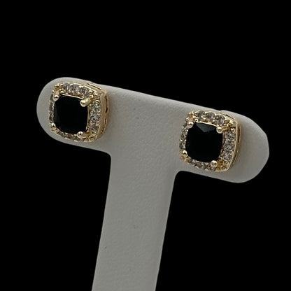 Cercei Mini Diamond Black Placați cu Aur 18K