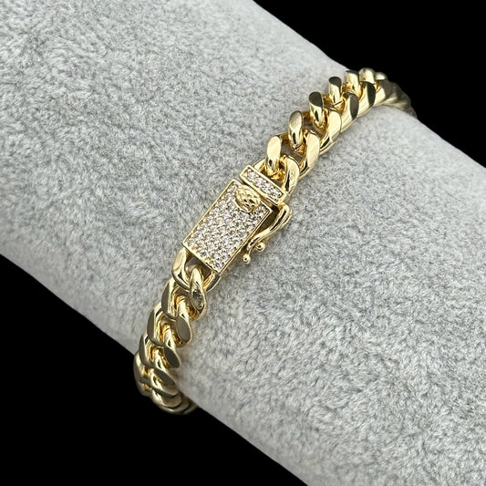 Brățară Cuban 8mm Placată cu Aur 18K