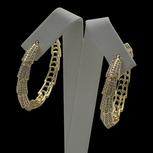 Cercei Circle Snake Placați cu Aur 18K