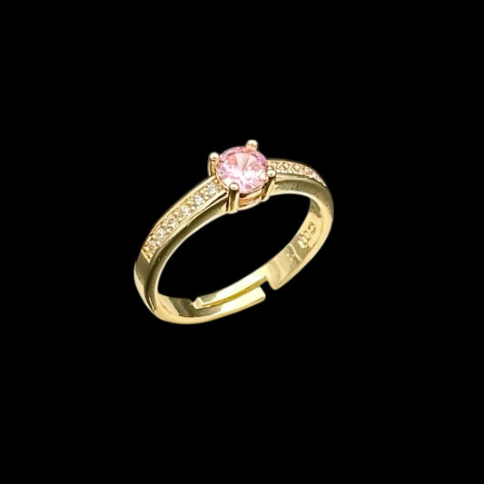 Inel reglabil Promise Pink Placat cu Aur 18K