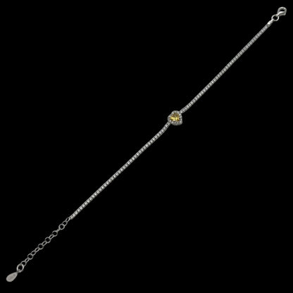 Bratara Tennis Love Yellow Argint