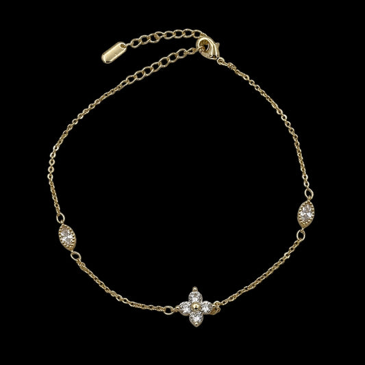 Bratara de picior Flower Placata cu Aur 18K
