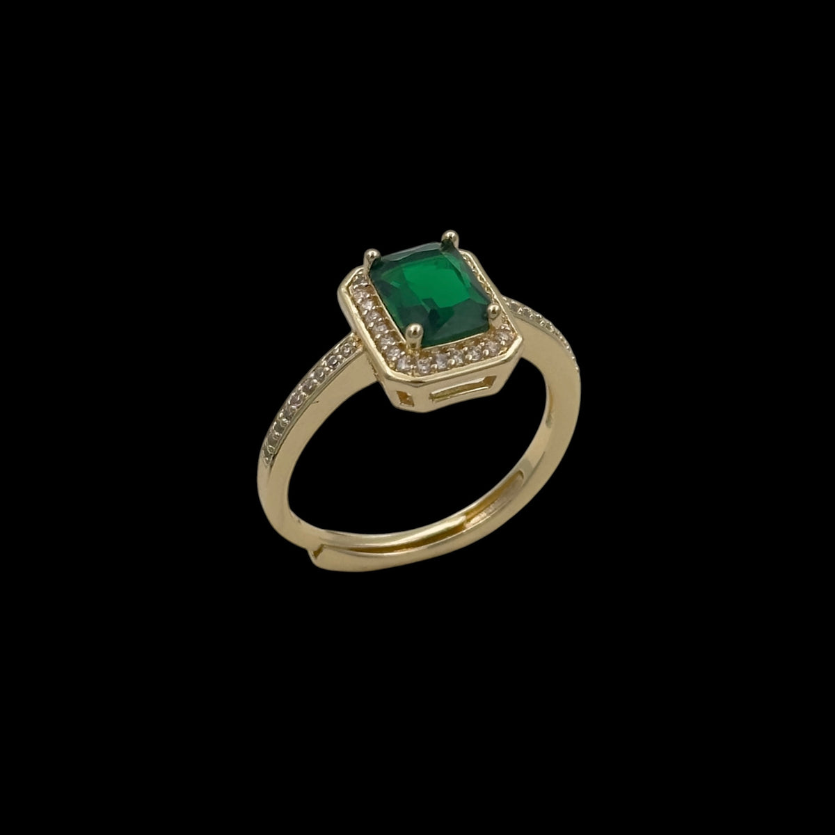 Inel reglabil Diamond Green Placat cu Aur 18K