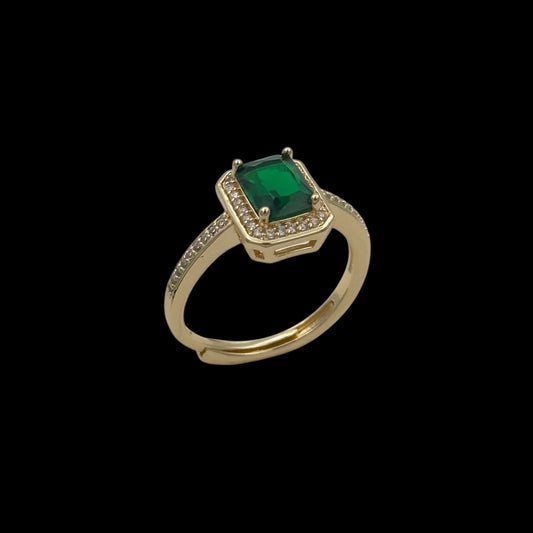 Inel reglabil Diamond Green Placat cu Aur 18K