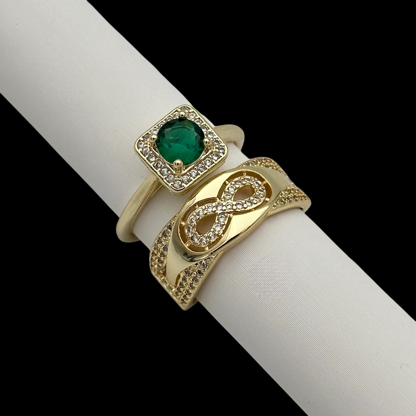 Inel Forever Green Placat cu Aur 18K