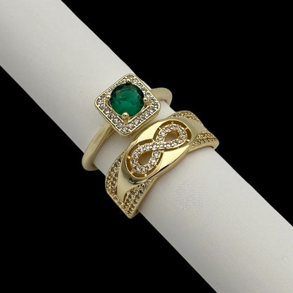 Inel Forever Green Placat cu Aur 18K