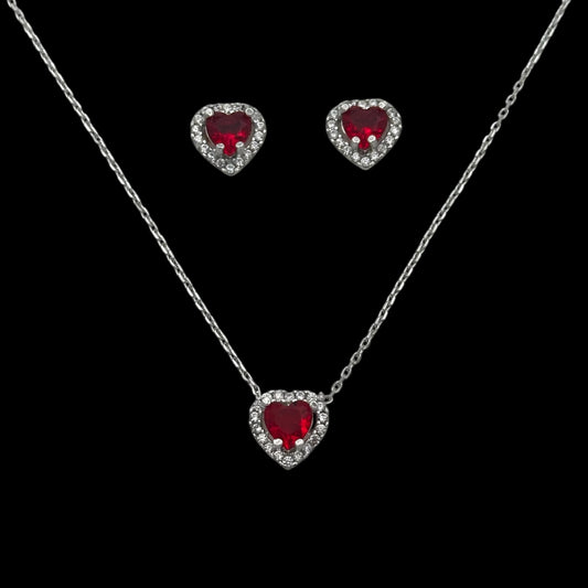 Set Lantisor + Cercei Red Heart Argint