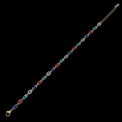 Bratara Evil Eye Multicolor Placata cu Aur 18K