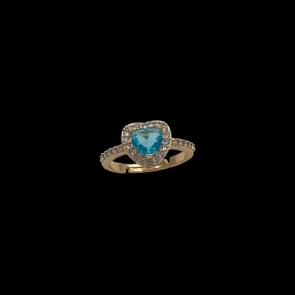Inel reglabil Heart Blue Placat cu Aur 18K