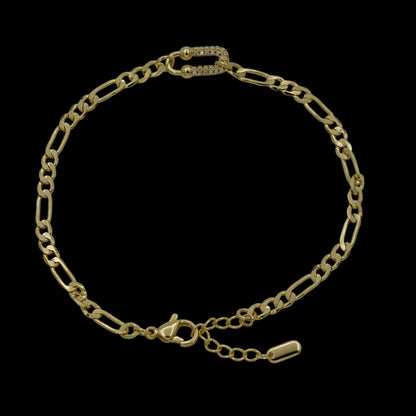 Brățară de picior Figaro Legacy Placată cu Aur 18K