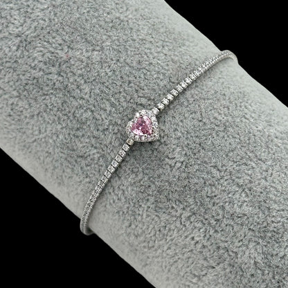 Bratara Tennis Love Pink Argint