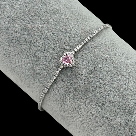 Bratara Tennis Love Pink Argint