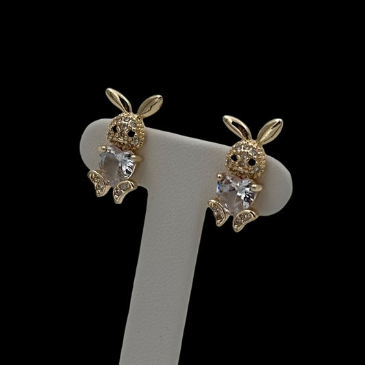 Cercei Mini Bunny Placați cu Aur 18K