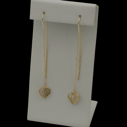 Cercei Dropping Heart Placati cu Aur 18K