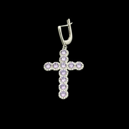 Cercei Cross Angely Purple Argint