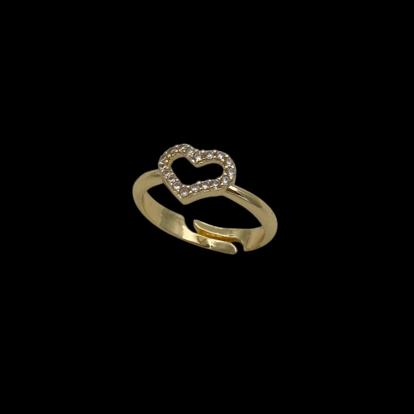 Inel reglabil Heart Placat cu Aur 18K