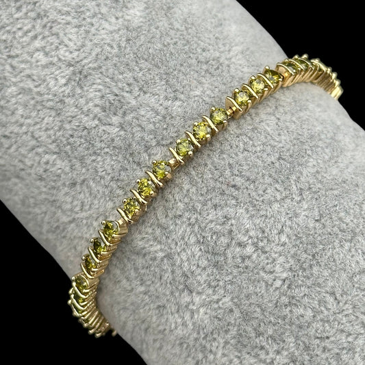 Brățară Tennis Green Placată cu Aur 18K