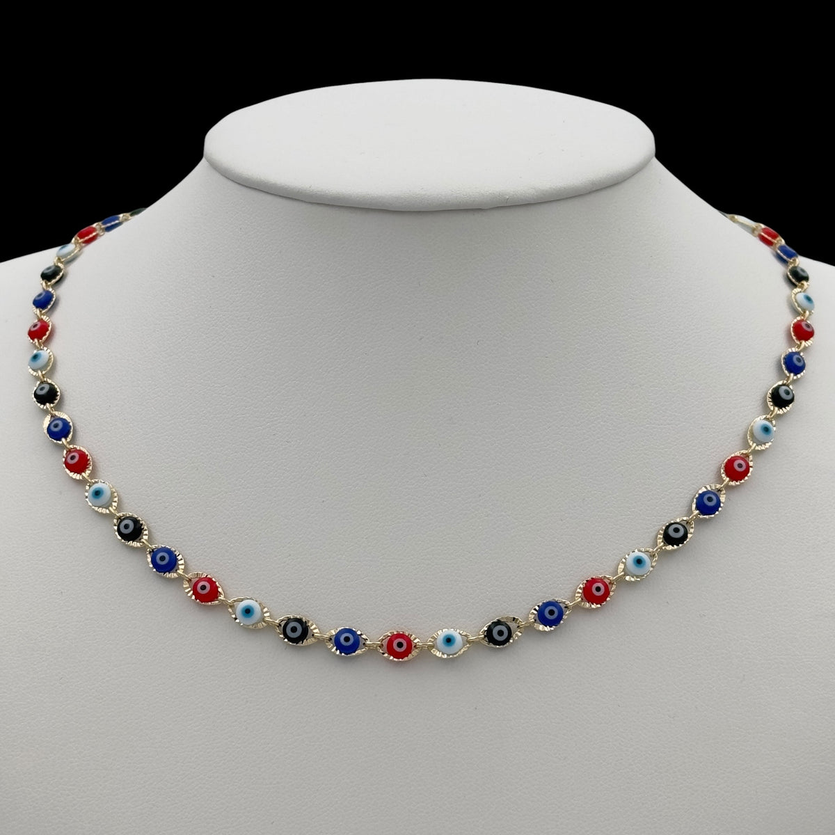 Colier Evil Eye Multicolor Placat cu Aur 18K