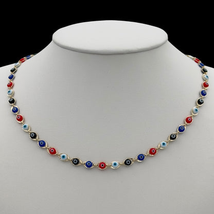 Colier Evil Eye Multicolor Placat cu Aur 18K