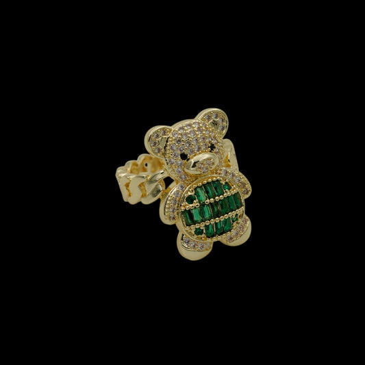 Inel Teddy Bear Green Placat cu Aur 18K