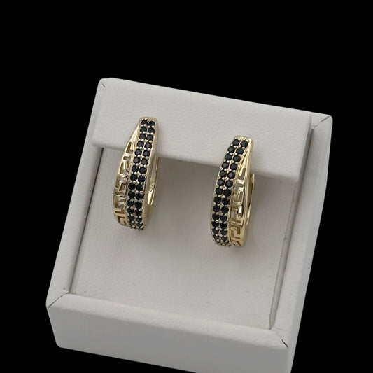 Cercei Sofia Black Placati cu Aur 18K