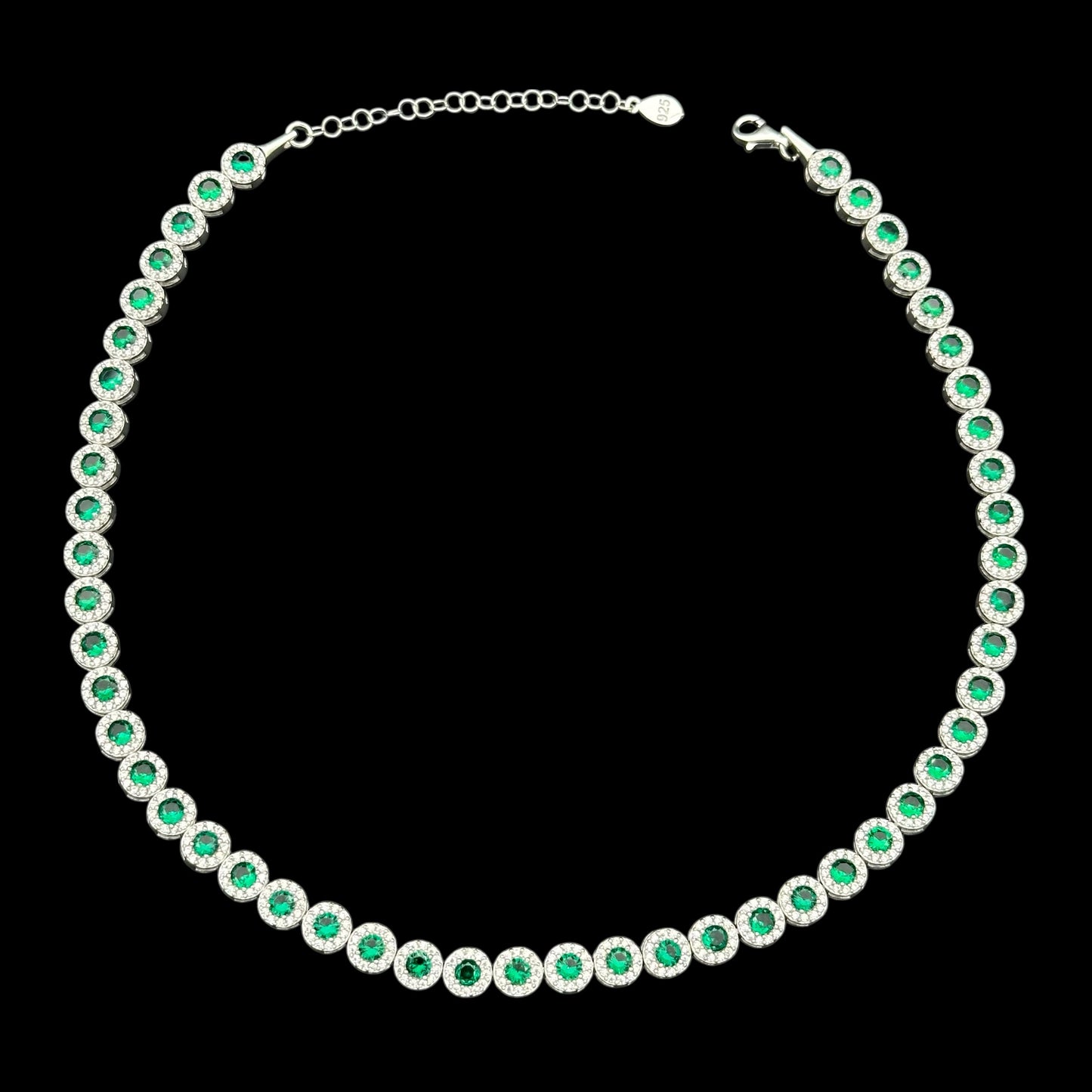 Colier Tennis Angely Green Argint