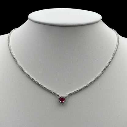 Colier Tennis Love Fuchsia Argint