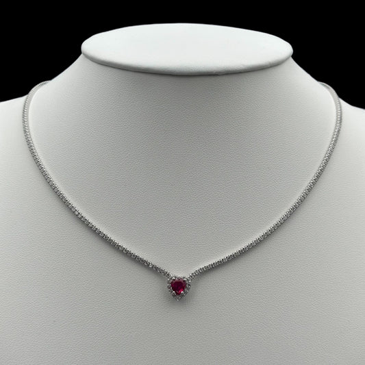 Colier Tennis Love Fuchsia Argint