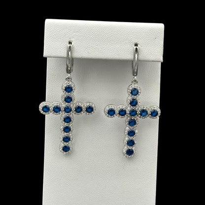 Cercei Cross Angely Blue Argint